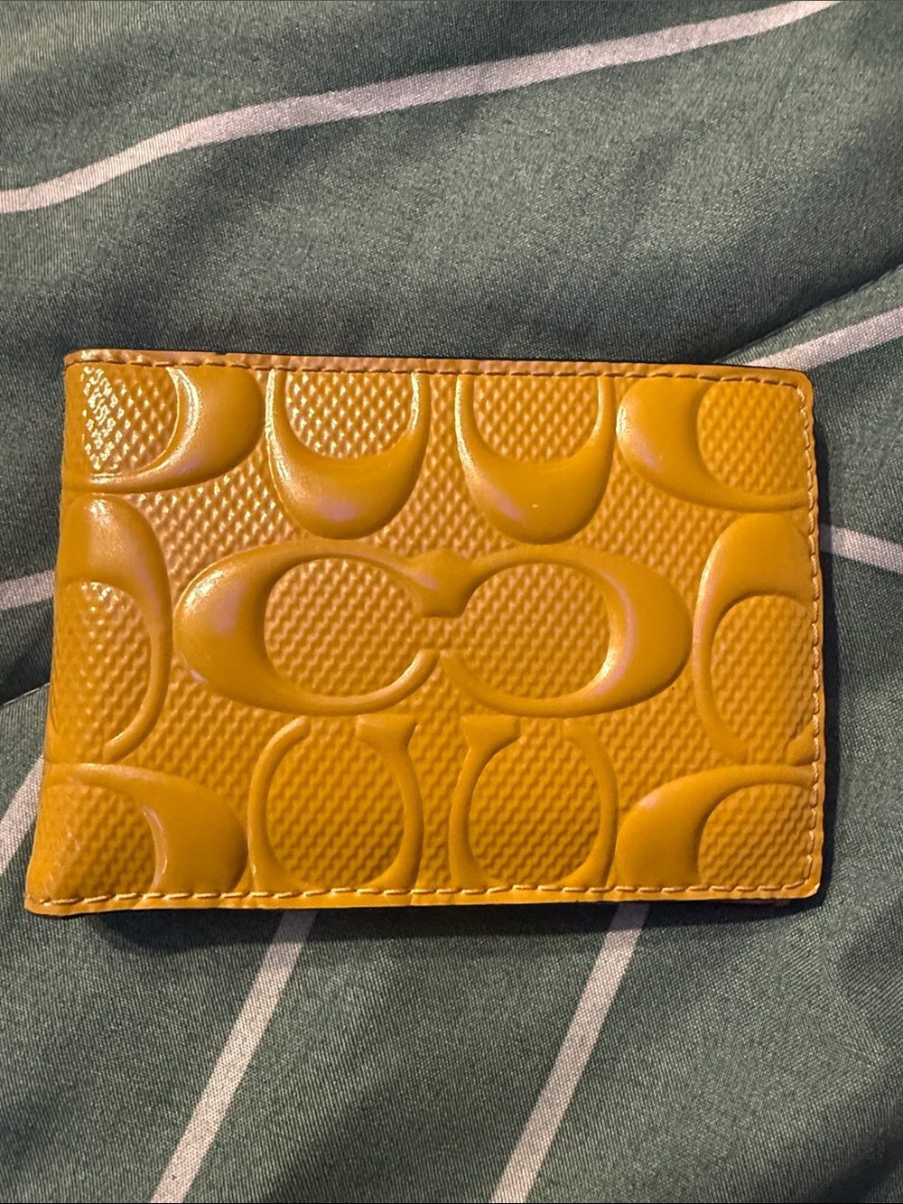 Coach women's Embossed Card Case - Mustard
